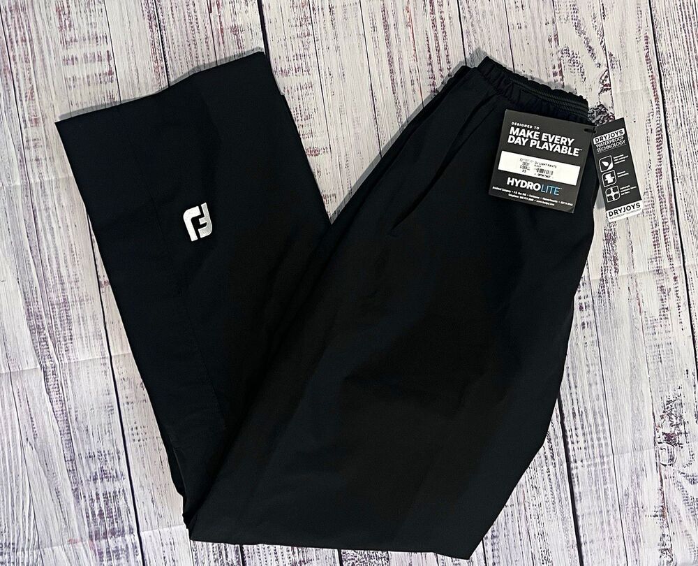 FootJoy DryJoys HydroLite Men's Black Waterproof Golf Rain Pants XS Pockets